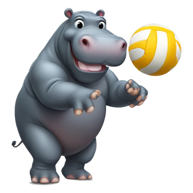 Hippo with volleyball  sticker