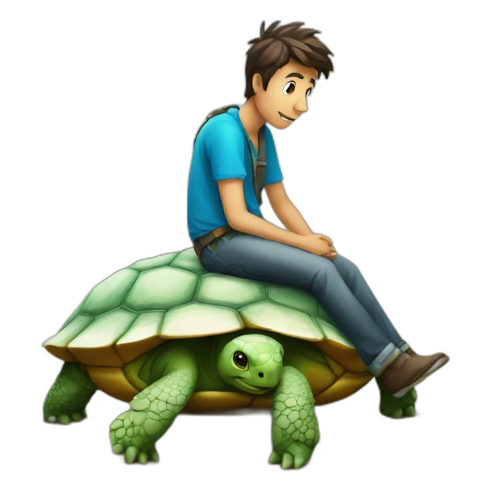 Homme sur une tortue sticker
