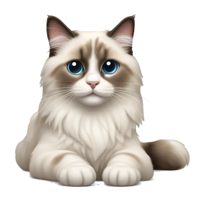 cute ragdoll cat with a small smile laying down sticker
