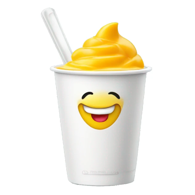 Mango frozen yogurt in white cup sticker