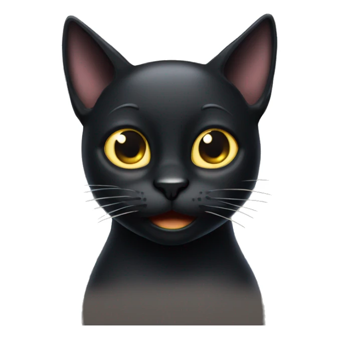 happy black cat with crossed eyes sticker