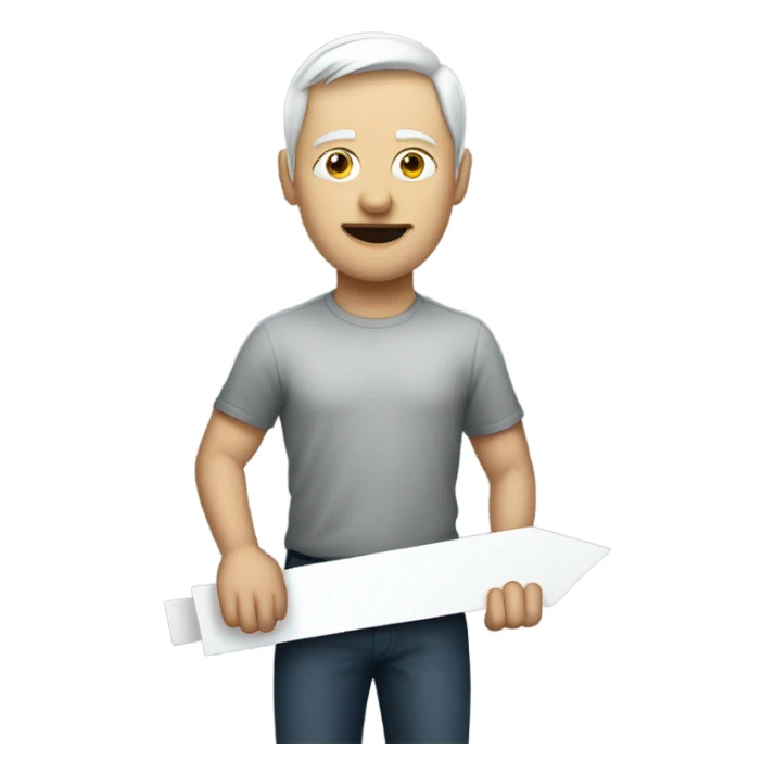 white man holding placard on stick sticker