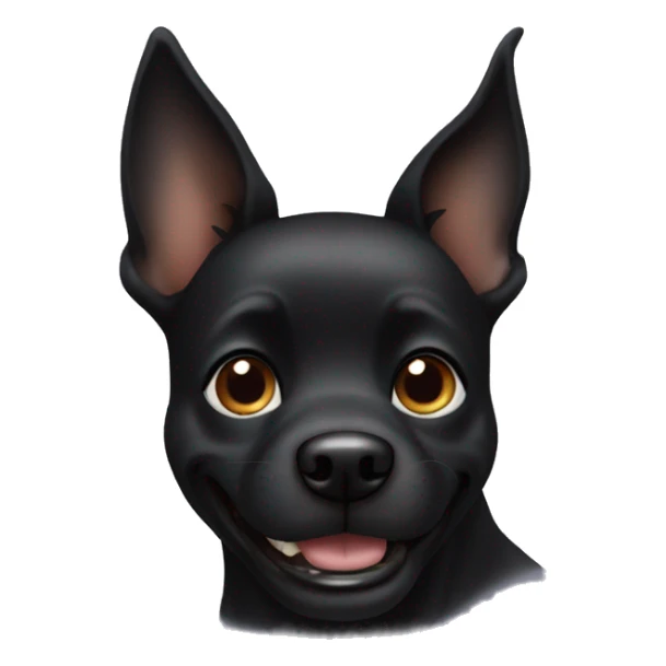 Black dog with pointy ears smiling sticker