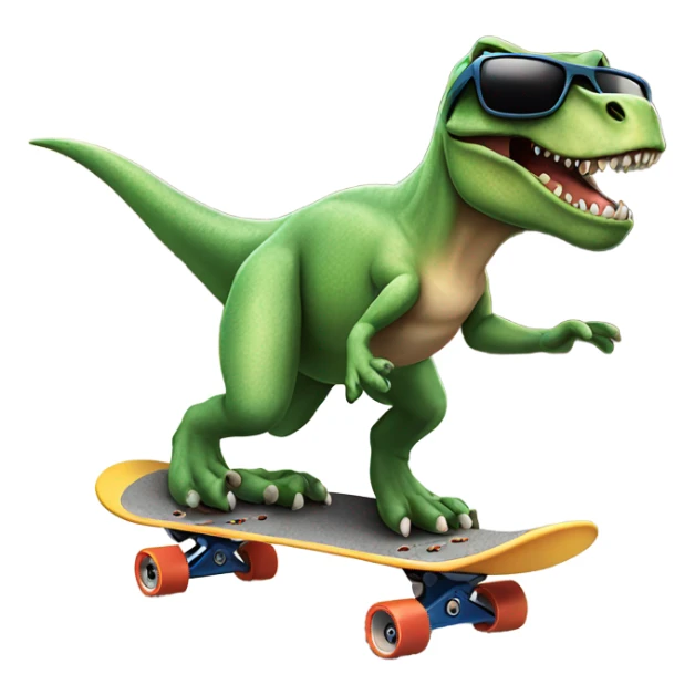 Trex skateboarding with sunglasses on sticker