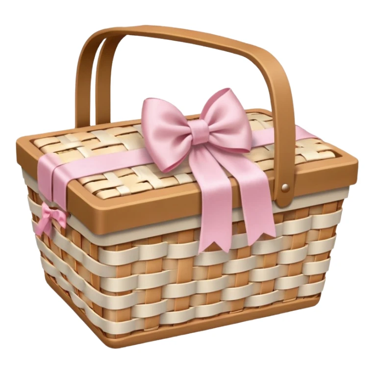 White Picnic basket with light pink bow sticker