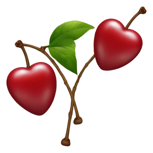 2 cherries shaped like hearts on a stem sticker