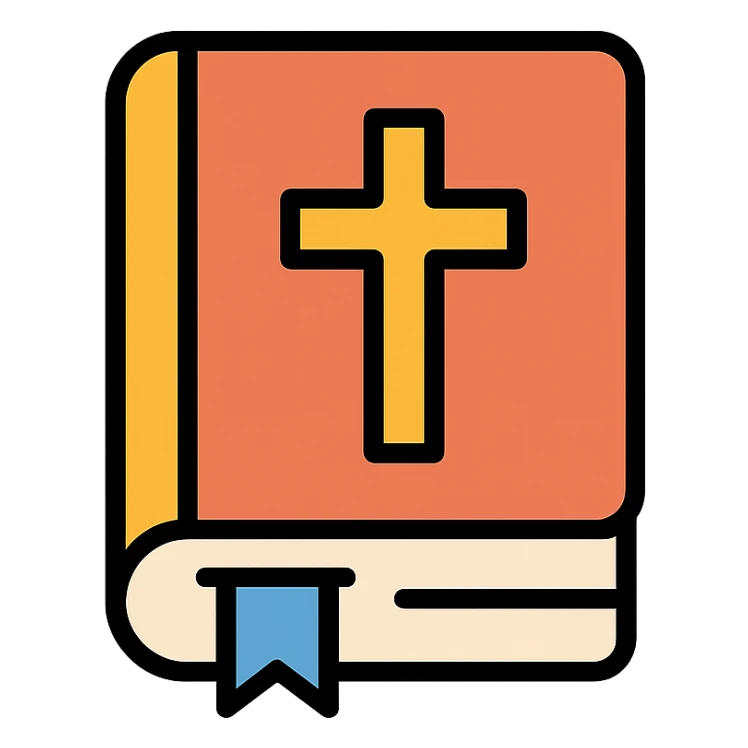 bible with a bookmark, color outlined icon sticker