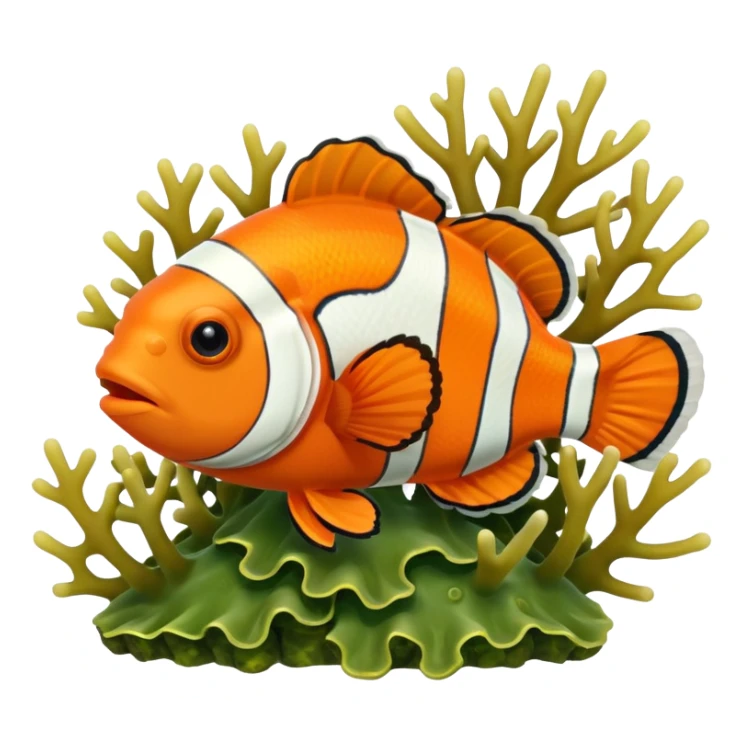 Realistic Clownfish appearing among algae and corals sticker
