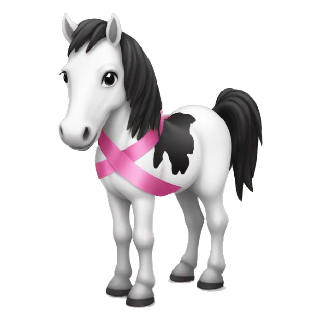 black and white horse with pink ribbon sticker