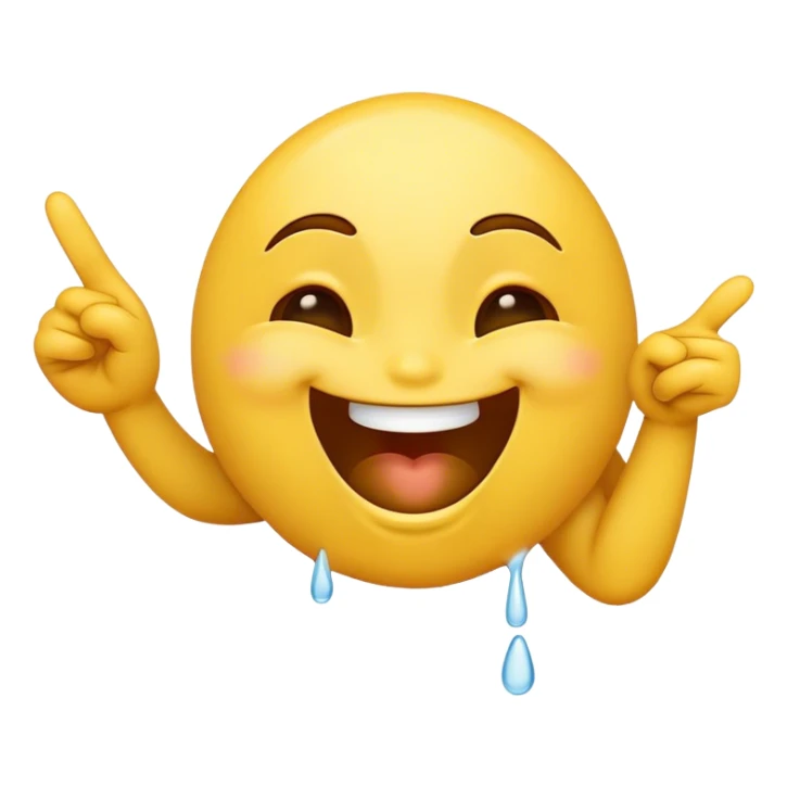 laughing emoji with pointing hand and crying sticker
