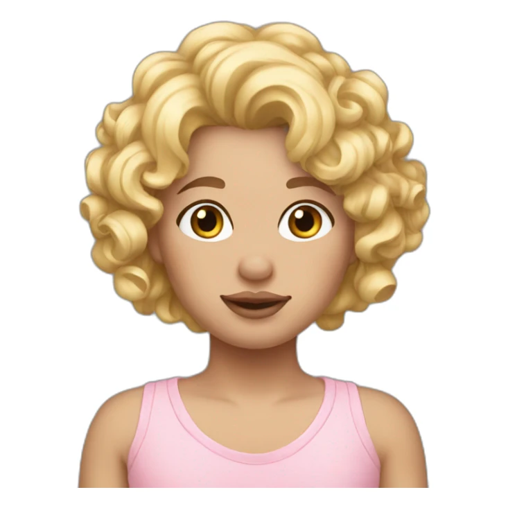 pig blond curly hair sticker