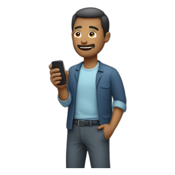 A man talks to his mobile phone sideways sticker