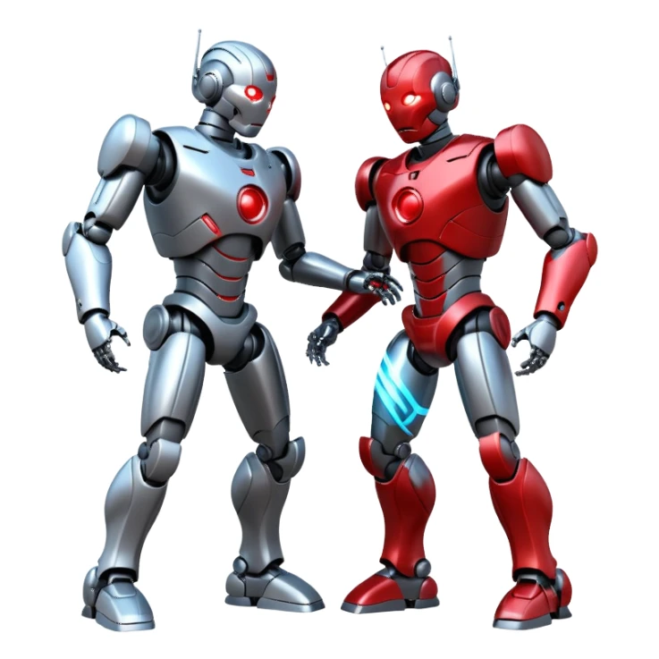 robotic fight between two futuristic robots like ultron   sticker