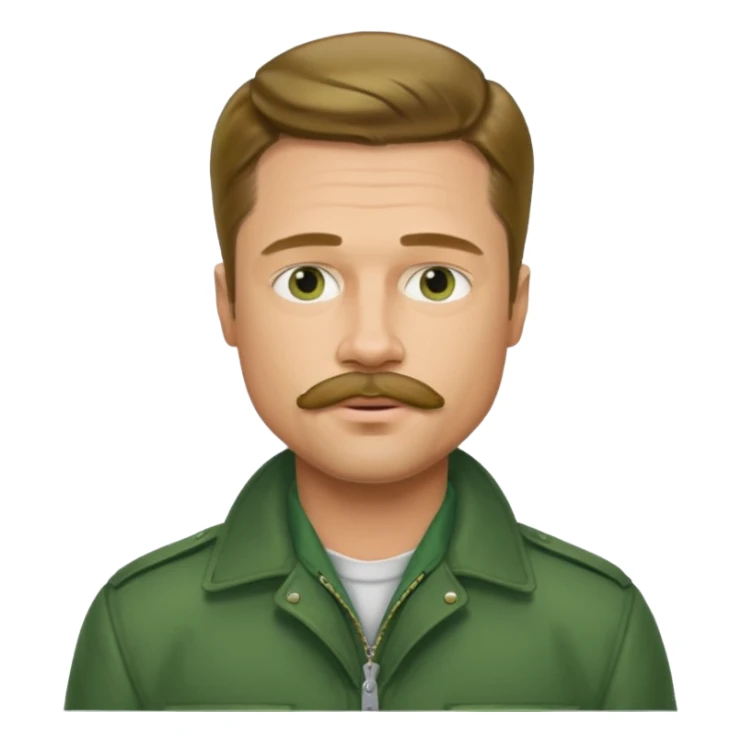 brad pitt with stache, wear green jacket sticker