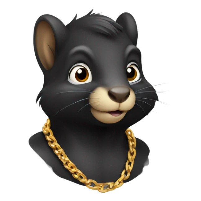 Black Squirrel wearing gold chain sticker
