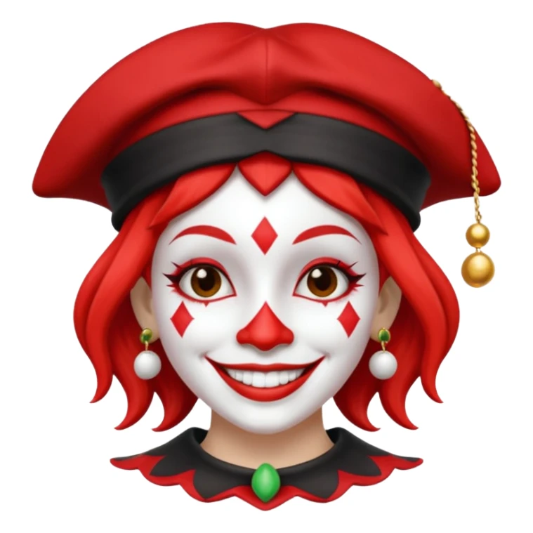 Jester female, black and red and white sticker