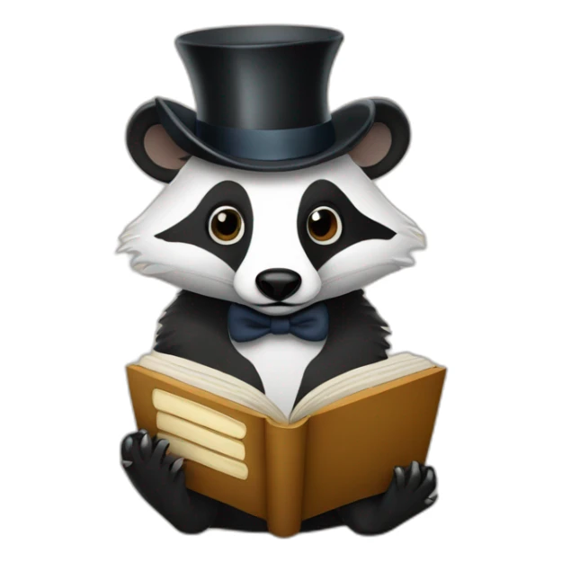 Badger with a monocle and a book sticker