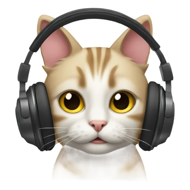 cat listening to music sticker