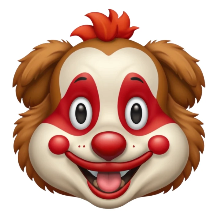 dog staff with a clown nose sticker