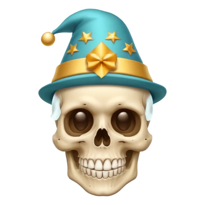 Skull with a celebration hat and happy sticker