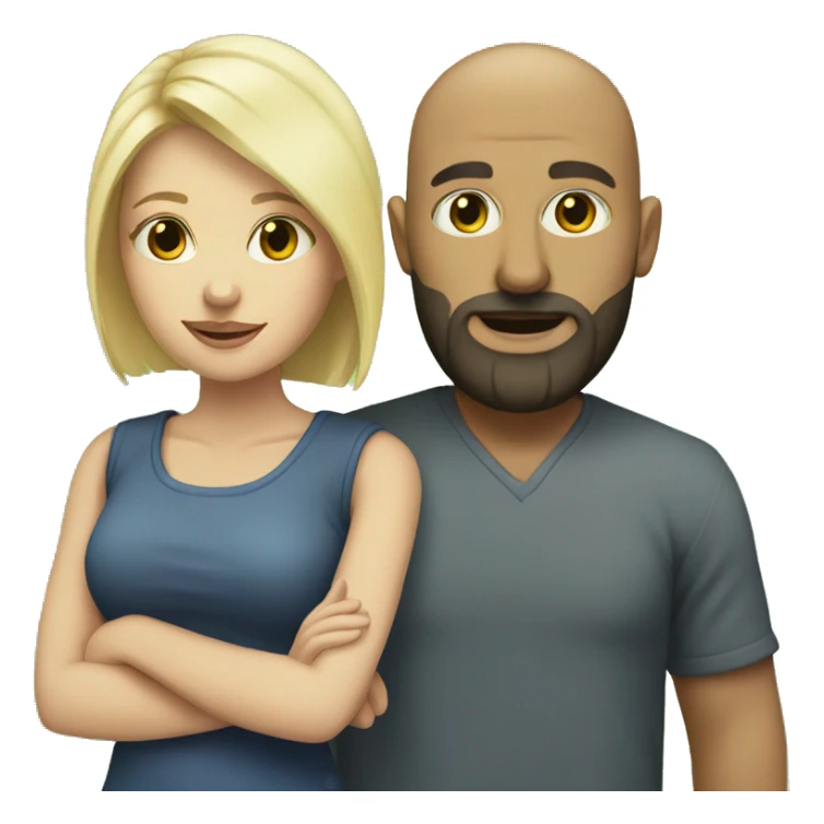 Blonde girl with bald man with dark beard  sticker