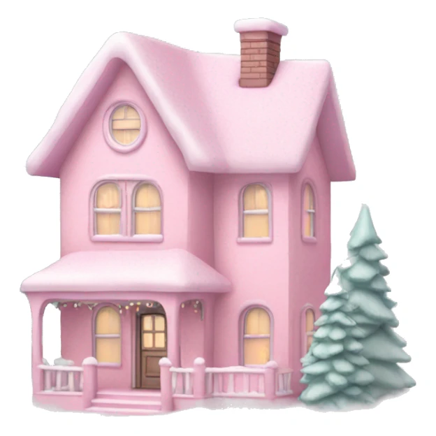 Pastel pink Christmas house  sticker