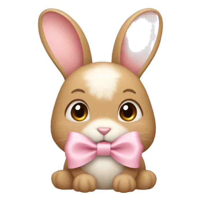 tan bunny with light pink bow sticker