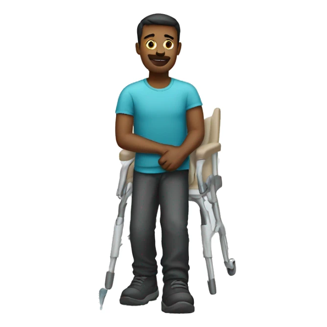 Man with broken leg wearing a cast sticker