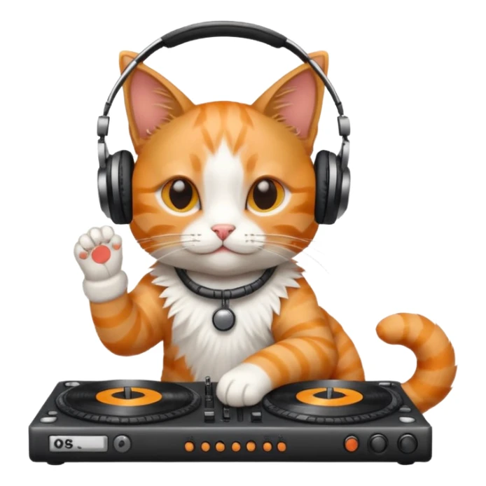 crea un gato dj tocando sticker