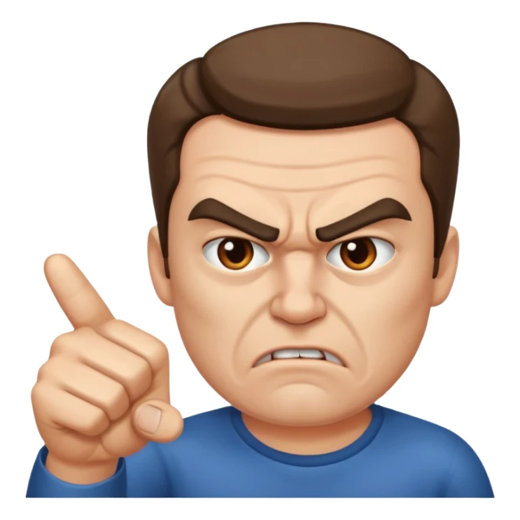 angry man pointing fingure at himself sticker