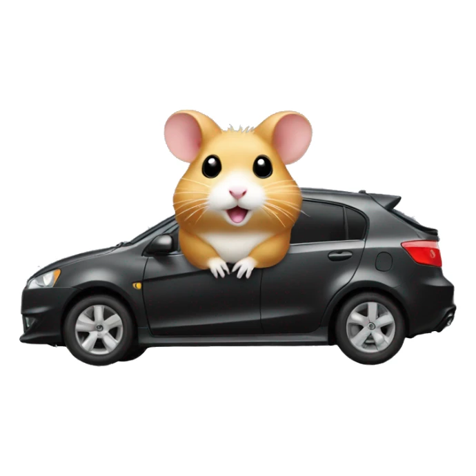 Hamster on Mitsubishi lancer black  sticker