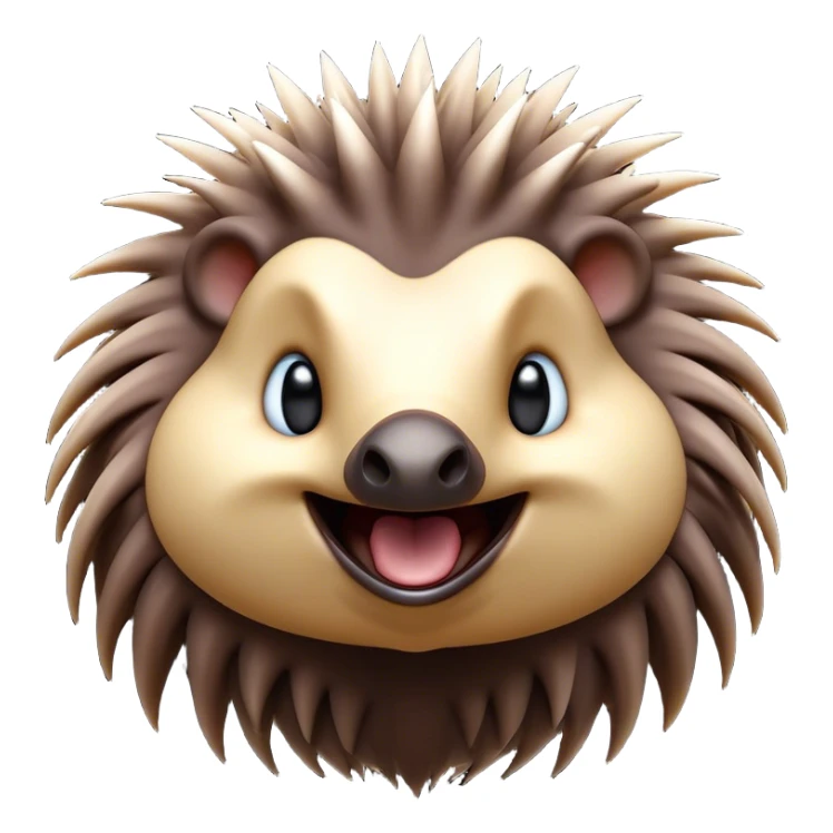 Cinematic Comical Echidna Portrait Emoji, Head tilted dramatically with an exaggeratedly amused expression, featuring a quirky, spiky fur with a scrunched-up face and wide, expressive eyes full of playful disbelief, Simplified yet hilariously expressive features, highly detailed, glowing with a slightly sassy glow, high shine, dramatic yet playful, stylized with an air of cheeky mischief, bright and endearing, soft glowing outline, capturing the essence of a spirited and over‐the‐top echidna, so meme‐worthy it feels like it could prick its way into internet fame instantly! sticker