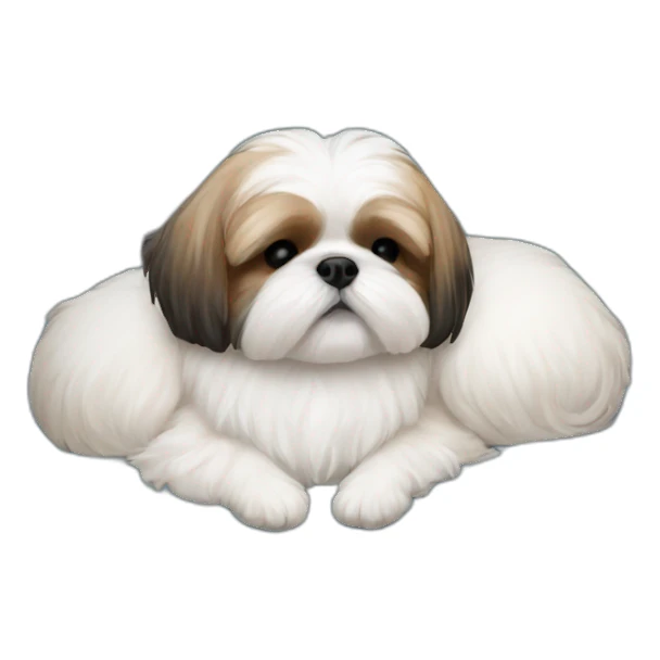 Shih tzu sleeping in light blue circular dog bed sticker