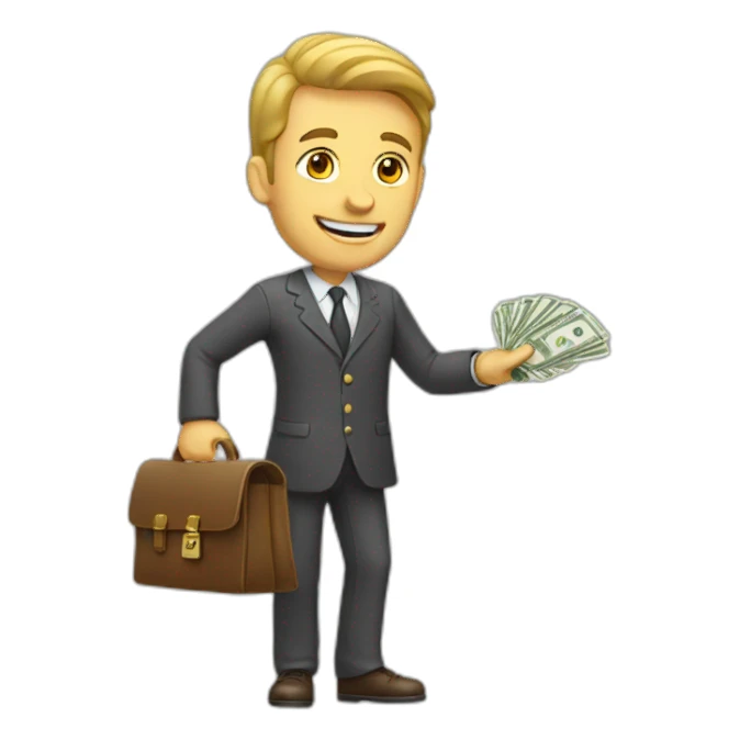 A man with cash in hand sticker