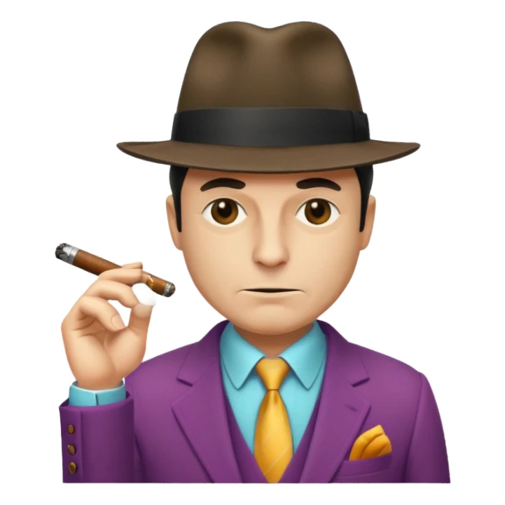 Retro Mobster with colored suits and hats without cigar sticker