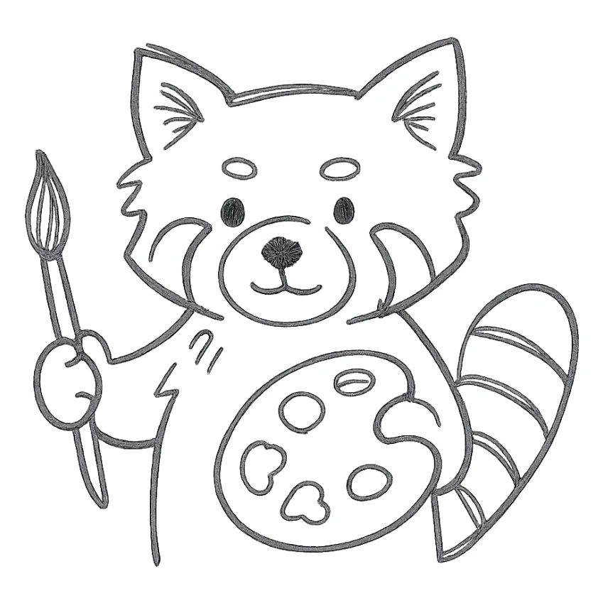 red panda with brush and pallet sticker