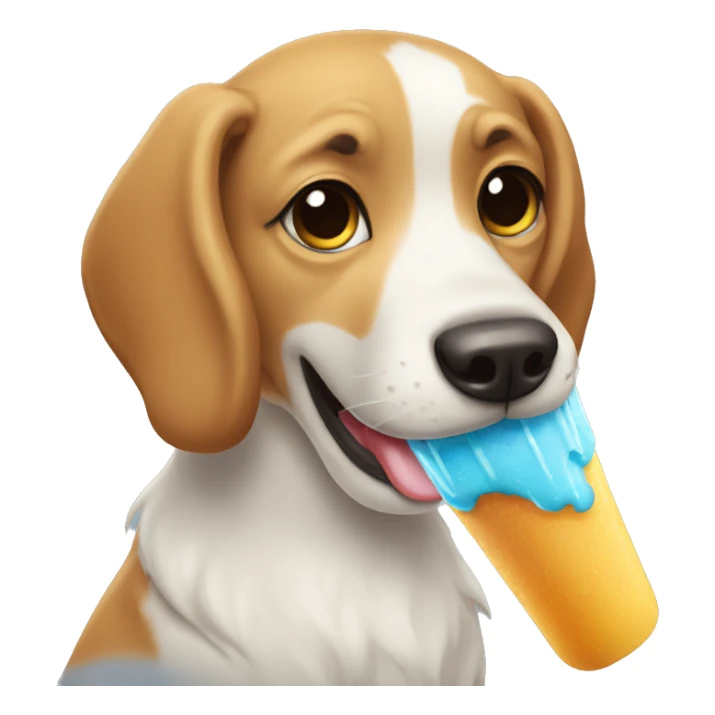 Dog eating an icepop sticker