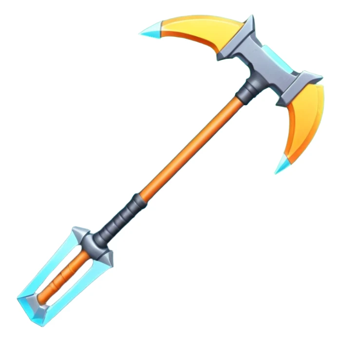 futuristic space mining pickaxe, glowing energy blade, sci-fi metal handle, neon accents, 3D cartoon, mobile game icon, clean background, no text, no watermark

 sticker