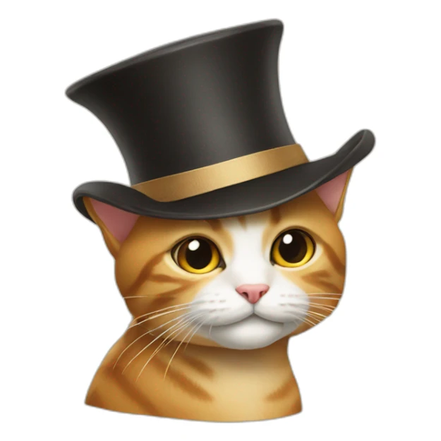 the cat shows a hat sticker