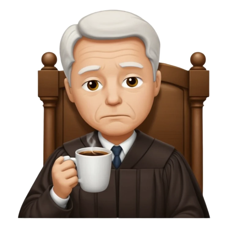 Sleepy judge sipping coffee  sticker