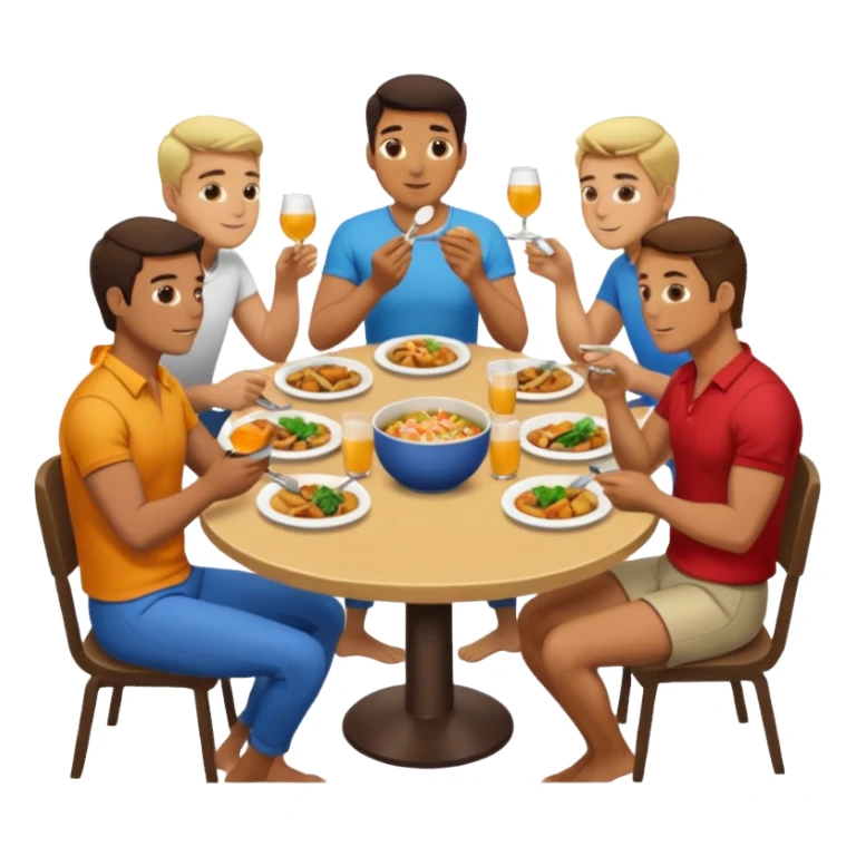 men eating at restaruant sticker