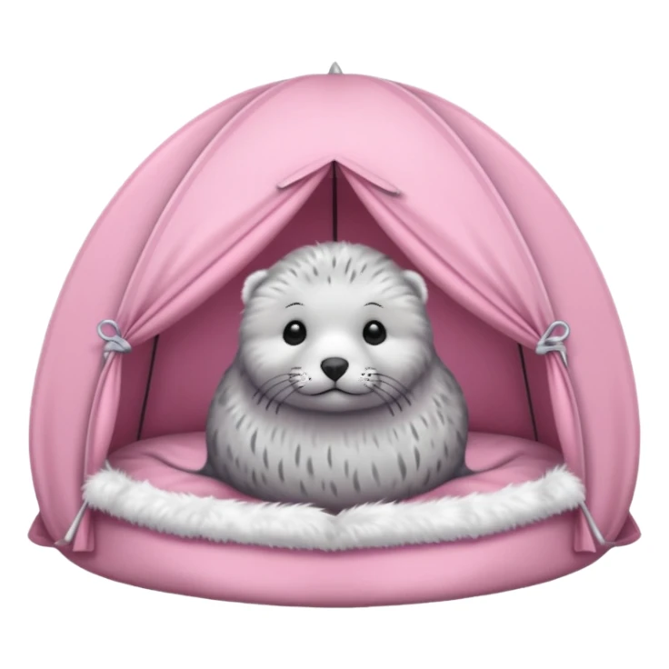 Gray Seal in a light pink tent  sticker