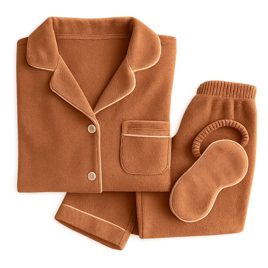 cozy pajamas and a sleep mask on a bed, peaceful sticker