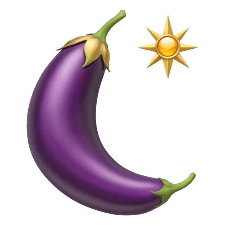 Eggplant from the side wearing a halo sticker