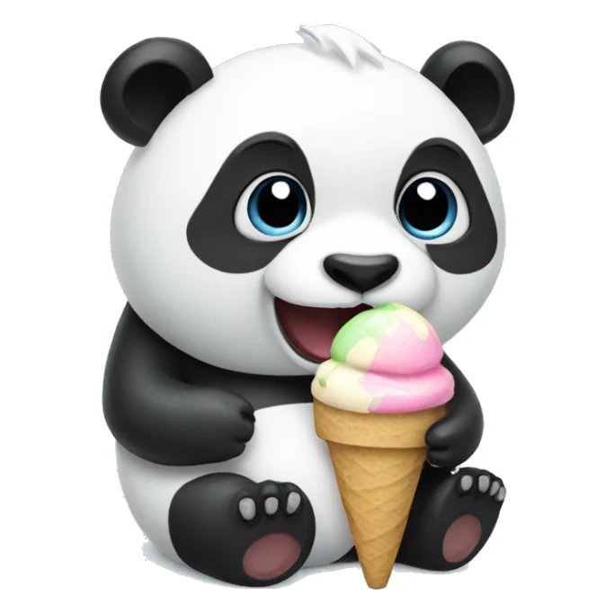 Panda eating ice cream sticker