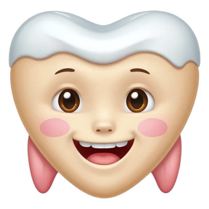white tooth with a shy, blushing cute face sticker