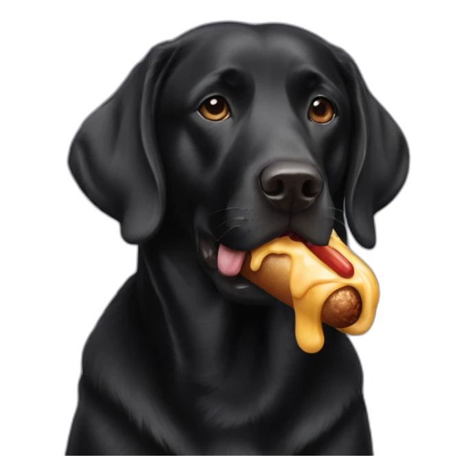 black labrador eating hotdog sticker