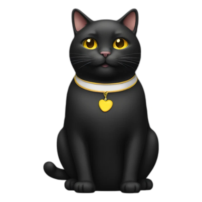 Black fat cat with yellow eyes smiling sticker