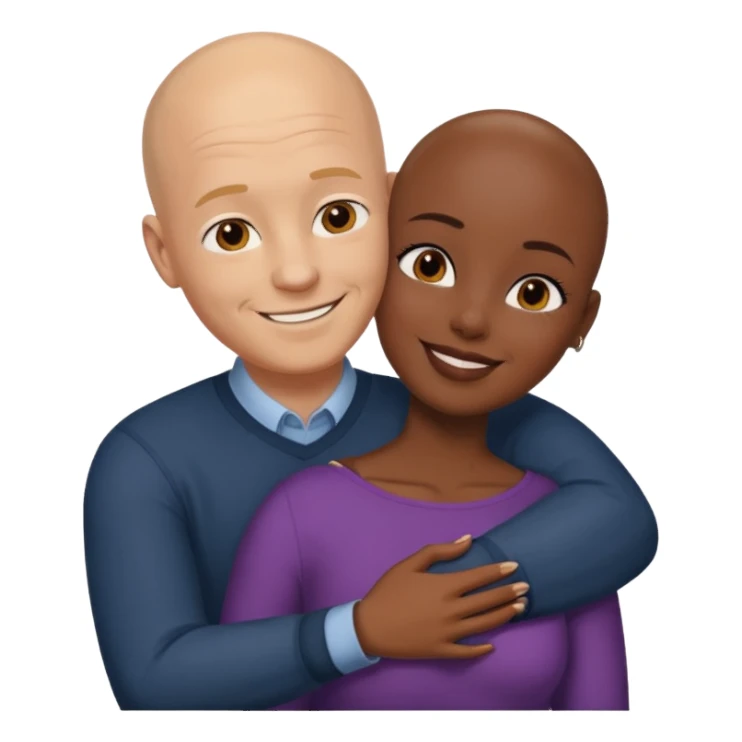 Bald white guy hugging black female friend sticker