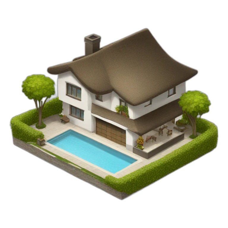 modern luxury house with  a thatched roof sticker